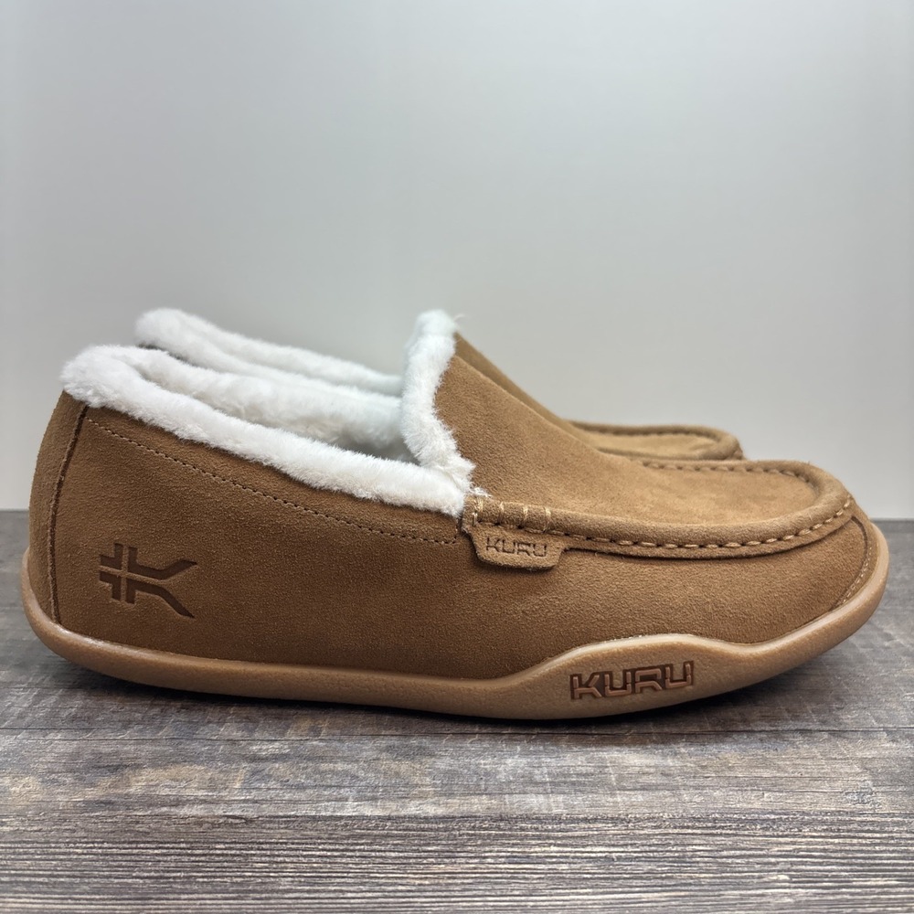 KURU Loft Men's Sz 11 Moccasin Slippers Indoor/Outdoor Chestnut-Gum Cozy Warm
